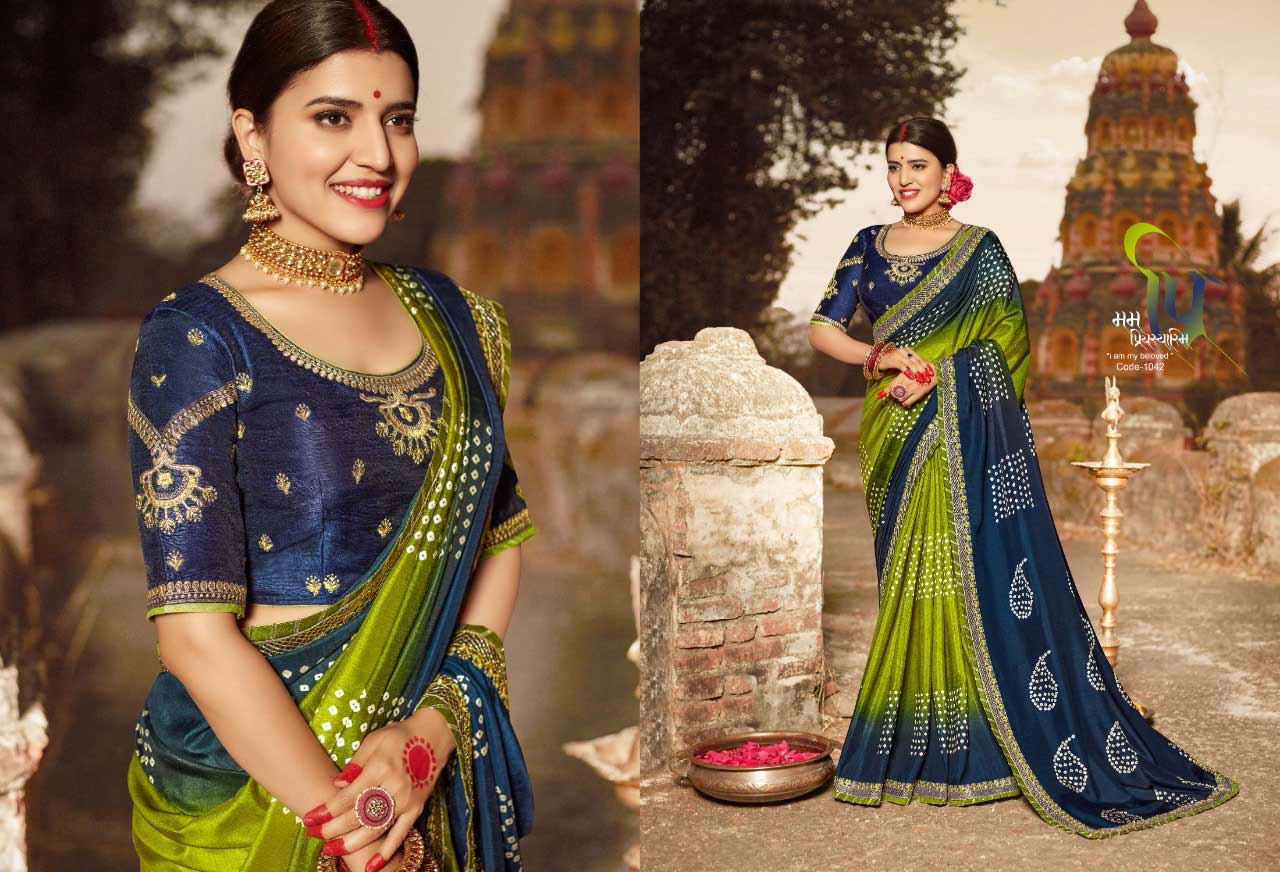 Bandhej Vol 9 Kessi Dola Silk Embroidery Bandhani Style Printed Fancy Saree Bandhej Vol 9 Kessi Dola Silk Embroidery Bandhani Style Printed Fancy Saree